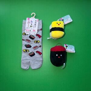 Tabi Gray Grey Sushi Socks Plush Egg Tamago Tuna Roll Keychain Charm Margiela